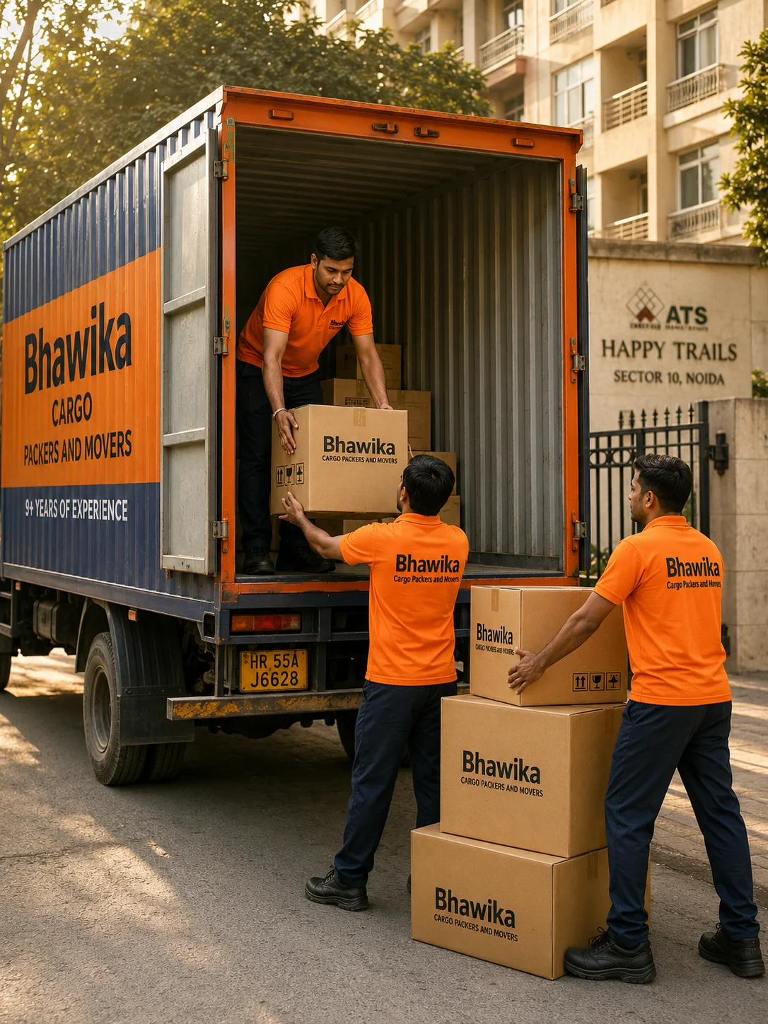 Bhawika Cargo Packers and Movers team loading truck Noida